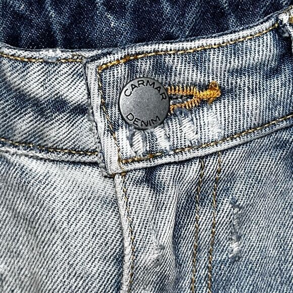 Carmar Los Angelos Boyfriend High Waisted Destroyed Distressed Crop Jeans Sz 26 - Picture 5 of 9